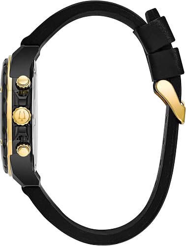 Bulova Men's Marine Star Series A Black and Rose Gold Ion-Plated Stainless Steel 6-Hand Chronograph Quartz Watch, Black Silicone Strap Style: 98B278