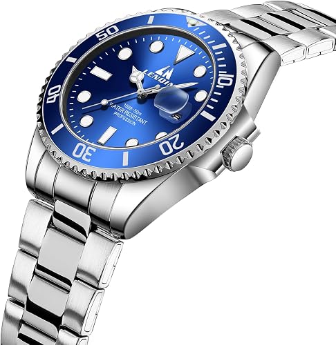 LN LENQIN Mens Watches Stainless Steel Waterproof Watch for Men Analog Quartz Watch for Men with Date Luminous Fashion Mens Wrist watch
